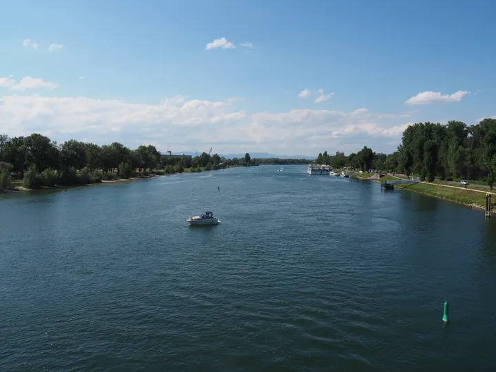 Rhein river, at the border of France en Germany next to Colmar, Alasce (France)